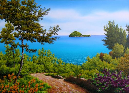 Piero Rasero, La Gallinara dalla Julia Augusta. Olio su tela 70 x 50